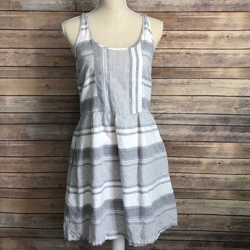 Lou & Grey Gray and White Striped Mini Dress